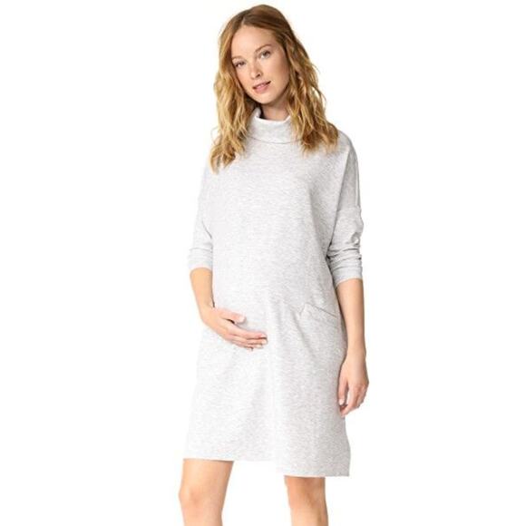 HATCH Maternity One Size Jones Knit Dress Turtleneck in Heather Gray - Picture 2 of 13
